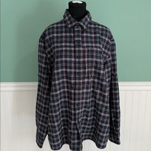L.L. Bean Navy and Red Plaid Casual Shirt